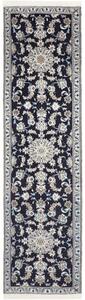 Tappeto Nain Kashmar Medaglione Floreale Blu Scuro Avorio Corsia 78x300 Cm