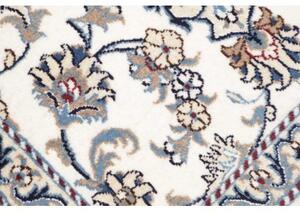 Tappeto Nain Kashmar Medaglione Floreale Avorio Blu Corsia 80x395 Cm