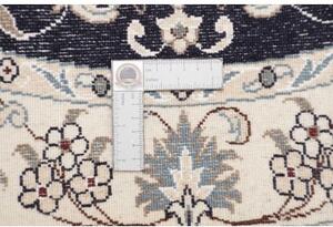 Tappeto Nain Kashmar Medaglione Floreale Blu Scuro Avorio Rotondo 126x133 Cm