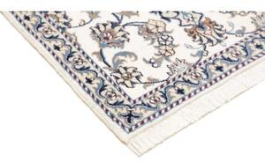 Tappeto Nain Kashmar Medaglione Floreale Avorio Blu Corsia 80x395 Cm
