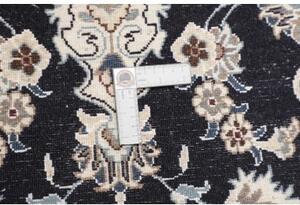 Tappeto Nain Kashmar Medaglione Floreale Blu Scuro Avorio Corsia 78x300 Cm