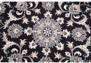 Tappeto Nain Kashmar Medaglione Floreale Blu Scuro Avorio Rotondo 142x147 Cm