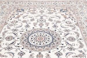 Tappeto Nain Kashmar Medaglione Floreale Avorio Blu 195x300 Cm