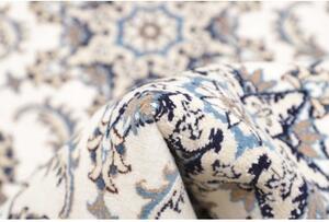 Tappeto Nain Kashmar Medaglione Floreale Avorio Blu Corsia 80x395 Cm