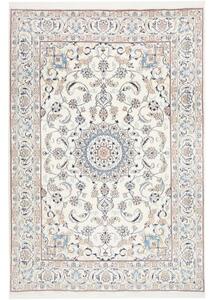 Tappeto Nain Kashmar Medaglione Floreale Avorio Azzurro 198x295 Cm