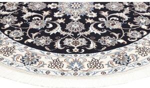 Tappeto Nain Kashmar Medaglione Floreale Blu Scuro Avorio Rotondo 142x147 Cm