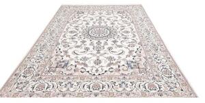 Tappeto Nain Kashmar Medaglione Floreale Avorio Blu 195x300 Cm