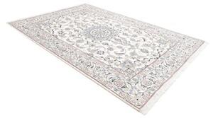Tappeto Nain Kashmar Medaglione Floreale Avorio Azzurro 198x295 Cm