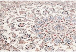 Tappeto Nain Kashmar Medaglione Floreale Avorio Blu Polvere 243x340 Cm