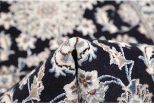 Tappeto Nain Kashmar Medaglione Floreale Blu Scuro Avorio Corsia 78x300 Cm