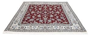 Tappeto Nain Kashmar Floreale Rosso Bordeaux Avorio Quadrato 200x200 Cm
