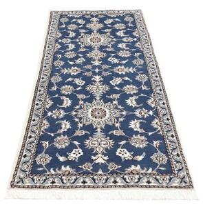 Tappeto Nain Kashmar Floreale Blu Bianco Avorio Corsia 80x200 Cm
