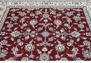 Tappeto Nain Kashmar Floreale Rosso Bordeaux Avorio Quadrato 200x200 Cm