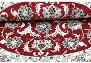 Tappeto Nain Kashmar Medaglione Floreale Rosso Scuro Avorio Rotondo 130x135 Cm