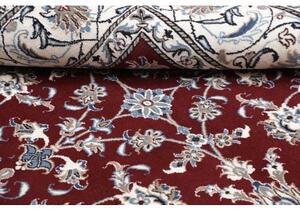 Tappeto Nain Kashmar Floreale Rosso Bordeaux Avorio Quadrato 200x200 Cm