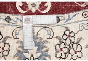 Tappeto Nain Kashmar Medaglione Floreale Rosso Scuro Avorio Rotondo 130x135 Cm