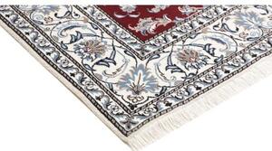 Tappeto Nain Kashmar Floreale Rosso Bordeaux Avorio Quadrato 200x200 Cm
