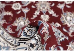 Tappeto Nain Kashmar Floreale Rosso Bordeaux Avorio Quadrato 200x200 Cm
