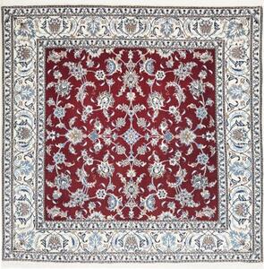 Tappeto Nain Kashmar Floreale Rosso Bordeaux Avorio Quadrato 200x200 Cm