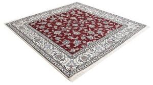 Tappeto Nain Kashmar Floreale Rosso Bordeaux Avorio Quadrato 200x200 Cm