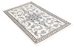 Tappeto Nain Kashmar Medaglione Floreale Avorio Blu 87x137 Cm