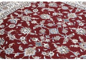 Tappeto Nain Kashmar Floreale Rosso Bordeaux Avorio Quadrato 200x200 Cm