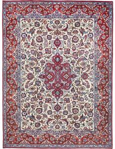 Tappeto Mashad Medaglione Floreale Avorio Rosso 250x322 Cm
