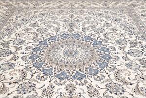Tappeto Nain Kashmar Medaglione Floreale Avorio Blu 290x400 Cm