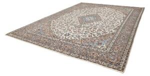 Tappeto Kashan Medaglione Floreale Avorio Azzurro 305x395 Cm