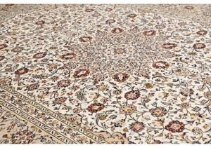 Tappeto Kashan Medaglione Floreale Avorio Rosso Bordeaux 295x390 Cm