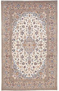 Tappeto Kashan Medaglione Floreale Avorio Blu Cobalto 195x310 Cm