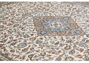 Tappeto Kashan Medaglione Floreale Avorio Azzurro 305x395 Cm