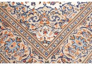 Tappeto Kashan Medaglione Floreale Avorio Blu Cobalto 195x310 Cm