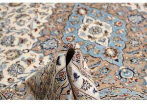 Tappeto Kashan Medaglione Floreale Avorio Azzurro 305x395 Cm