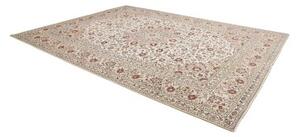 Tappeto Kashan Medaglione Floreale Avorio Rosso Bordeaux 295x390 Cm