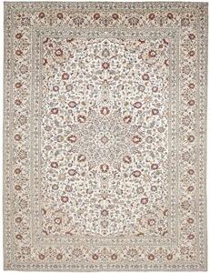 Tappeto Kashan Medaglione Floreale Avorio Rosso Bordeaux 295x390 Cm