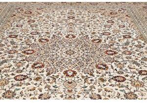 Tappeto Kashan Medaglione Floreale Avorio Rosso Bordeaux 295x390 Cm