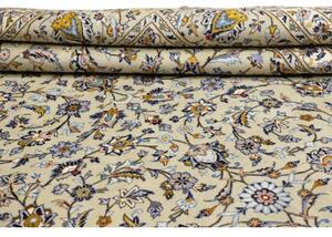 Tappeto Kashan Floreale Avorio Blu Cobalto 310x438 Cm