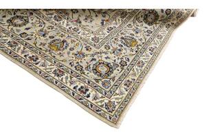 Tappeto Kashan Floreale Avorio Blu Cobalto 310x438 Cm