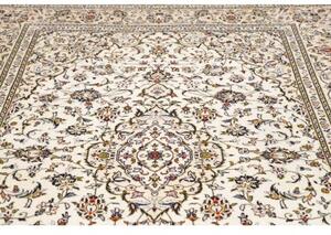 Tappeto Kashan Medaglione Floreale Avorio Blu Scuro 200x295 Cm