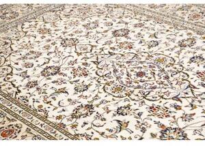 Tappeto Kashan Medaglione Floreale Avorio Blu Scuro 200x295 Cm