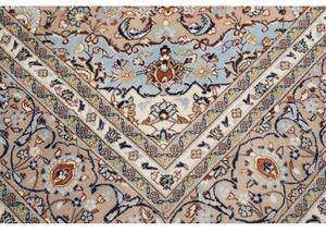 Tappeto Kashan Medaglione Floreale Avorio Azzurro 305x395 Cm