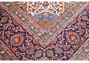 Tappeto Ardakan Medaglione Floreale Rosso Blu Scuro 298x404 Cm