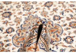 Tappeto Kashan Medaglione Floreale Avorio Blu Cobalto 195x310 Cm