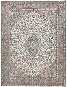 Tappeto Kashan Medaglione Floreale Avorio Azzurro 305x395 Cm
