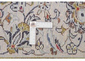 Tappeto Kashan Medaglione Floreale Avorio Blu Scuro 200x295 Cm