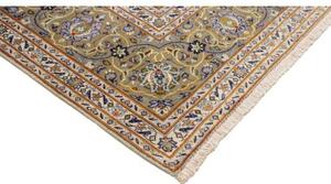 Tappeto Kashan Medaglione Floreale Verde Chiaro Beige 290x374 Cm