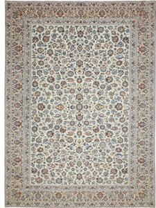 Tappeto Kashan Floreale Avorio Blu 308x416 Cm