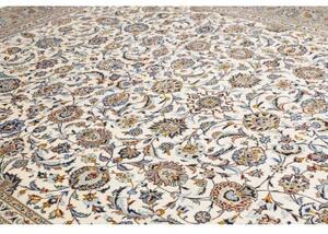 Tappeto Kashan Floreale Avorio Blu 308x430 Cm