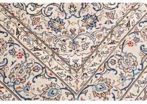 Tappeto Kashan Medaglione Floreale Avorio Blu 203x295 Cm